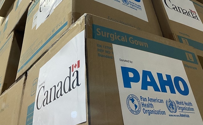 Read more about the article Canada en PAHO doneren meer dan 300.000 stuks medische beschermingsmiddelen aan BGVS