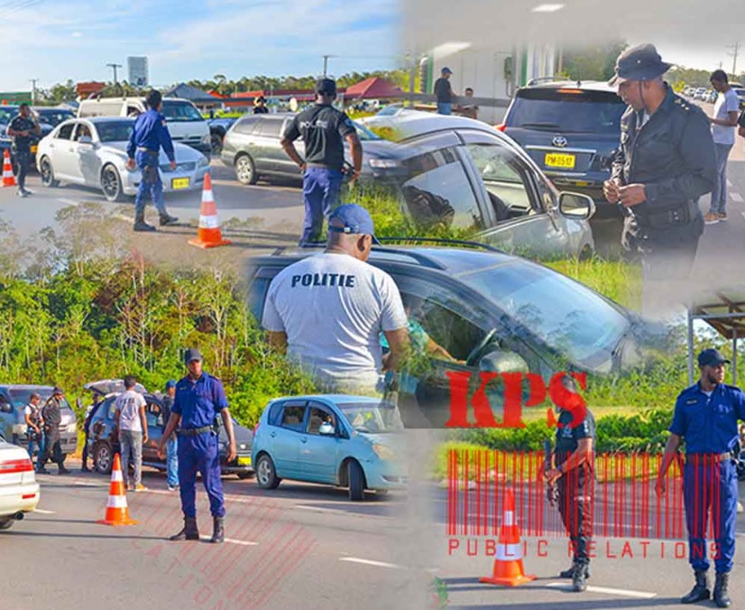 Read more about the article Gemengd team van de politie houdt roadblock te Brokopondo