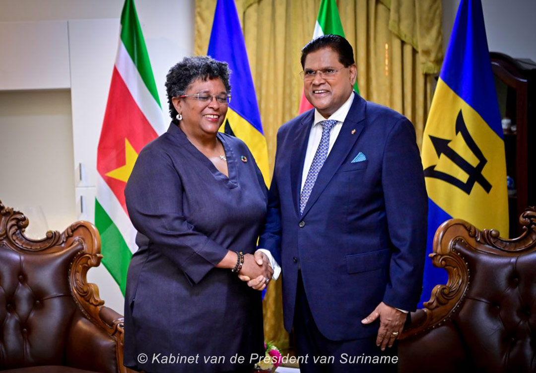 Goede-samenwerking-suriname-barbados-Premier-Mia-Mottley-president-santokhi